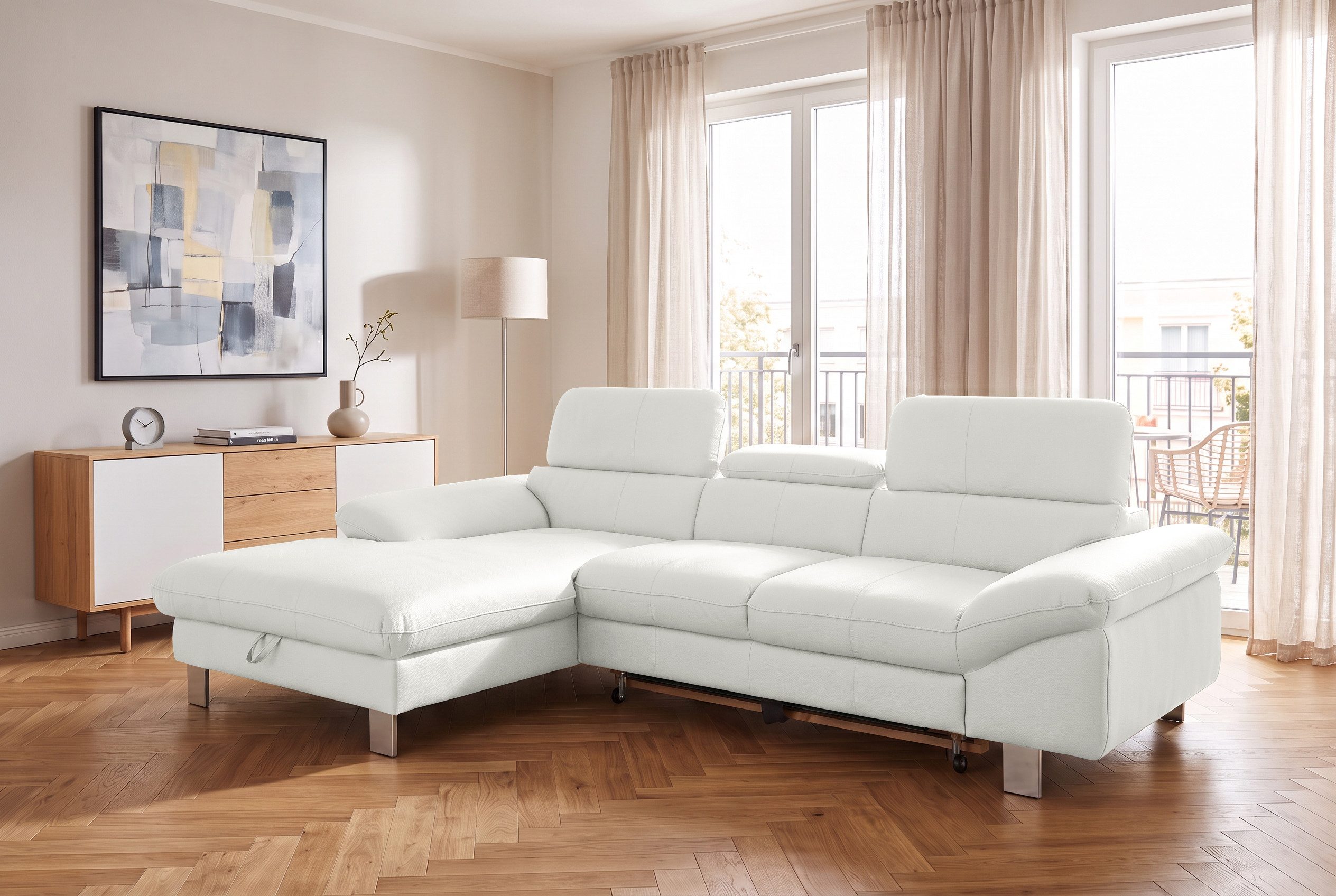 COTTA Ecksofa Driver L-Form, B:268 cm, moderne Couch mit Wellenunterfederung, Kopfteilverstellung, optional Schlaffunktion & Bettkasten