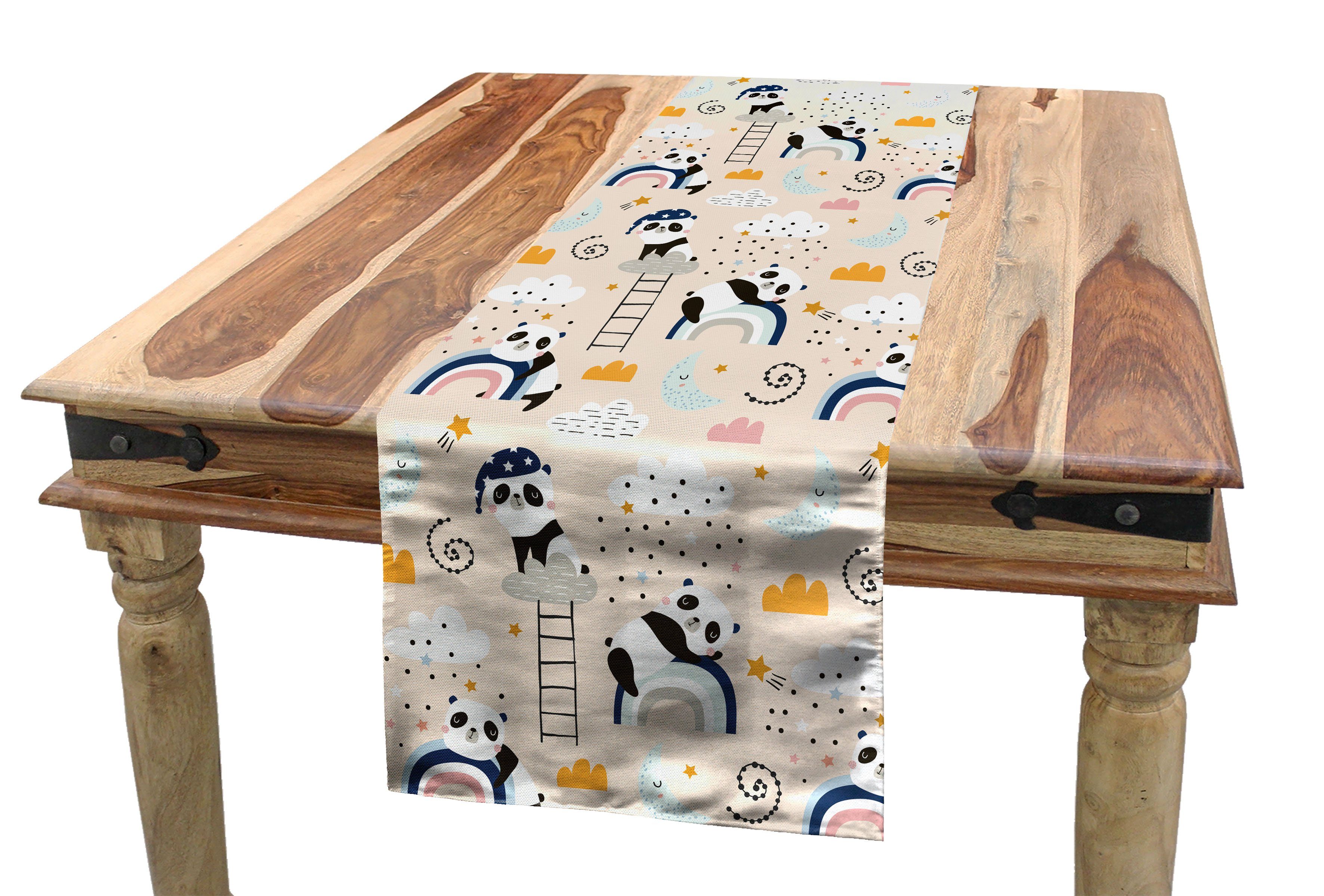 Abakuhaus Tischläufer Esszimmer Küche Rechteckiger Dekorativer Tischläufer, Panda Sleeping Pandas und Regenbogen