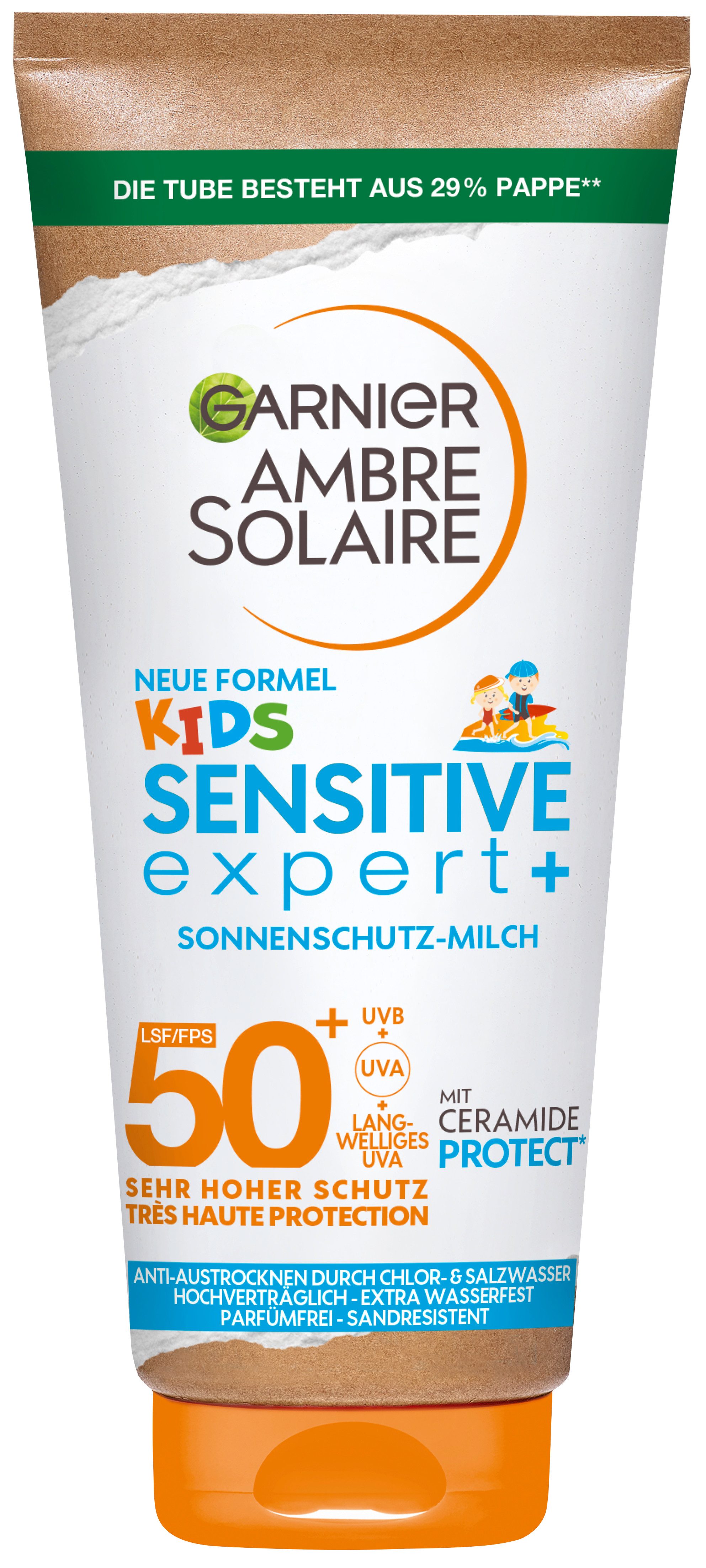 GARNIER Sonnenschutzmilch AMBRE SOLAIRE KIDS SENSITIV EXPERT+ LSF50+, mit Lichtschutzfaktor
