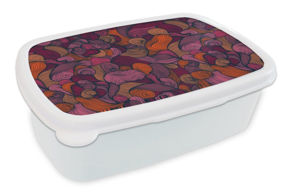 Brotbox - (2-tlg), Erwachsene, - Kinder Muster Brotdose, Jugendstil, Mädchen und und MuchoWow für Jungs Kunststoff, Lunchbox weiß für Linienkunst