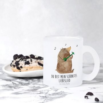 Mr. & Mrs. Panda Teeglas Bär Lied - Transparent - Geschenk, Tasse mit Henkel, Teeglas, Glas Te, Premium Glas, Liebevolle Gestaltung