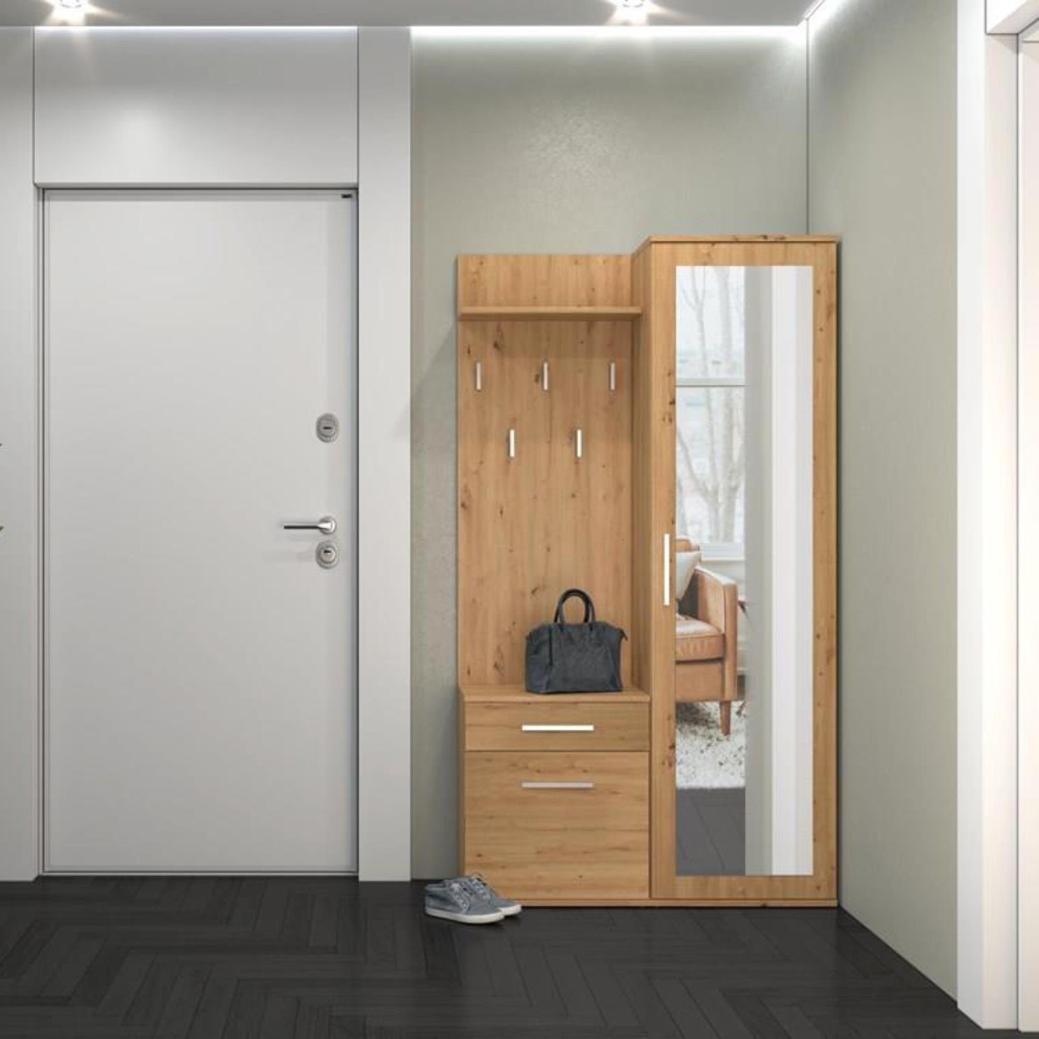 Beautysofa Kompaktgarderobe mit Schublade und Kleiderstange günstig online kaufen