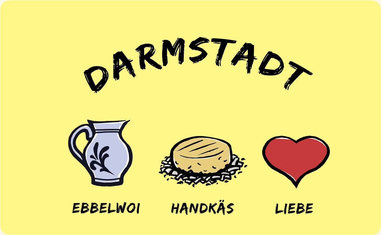 die Stadtmeister Frühstücksbrett Darmstadt: Ebbelwoi-Handkäs-Liebe, Melamin | Frühstücksbrettchen