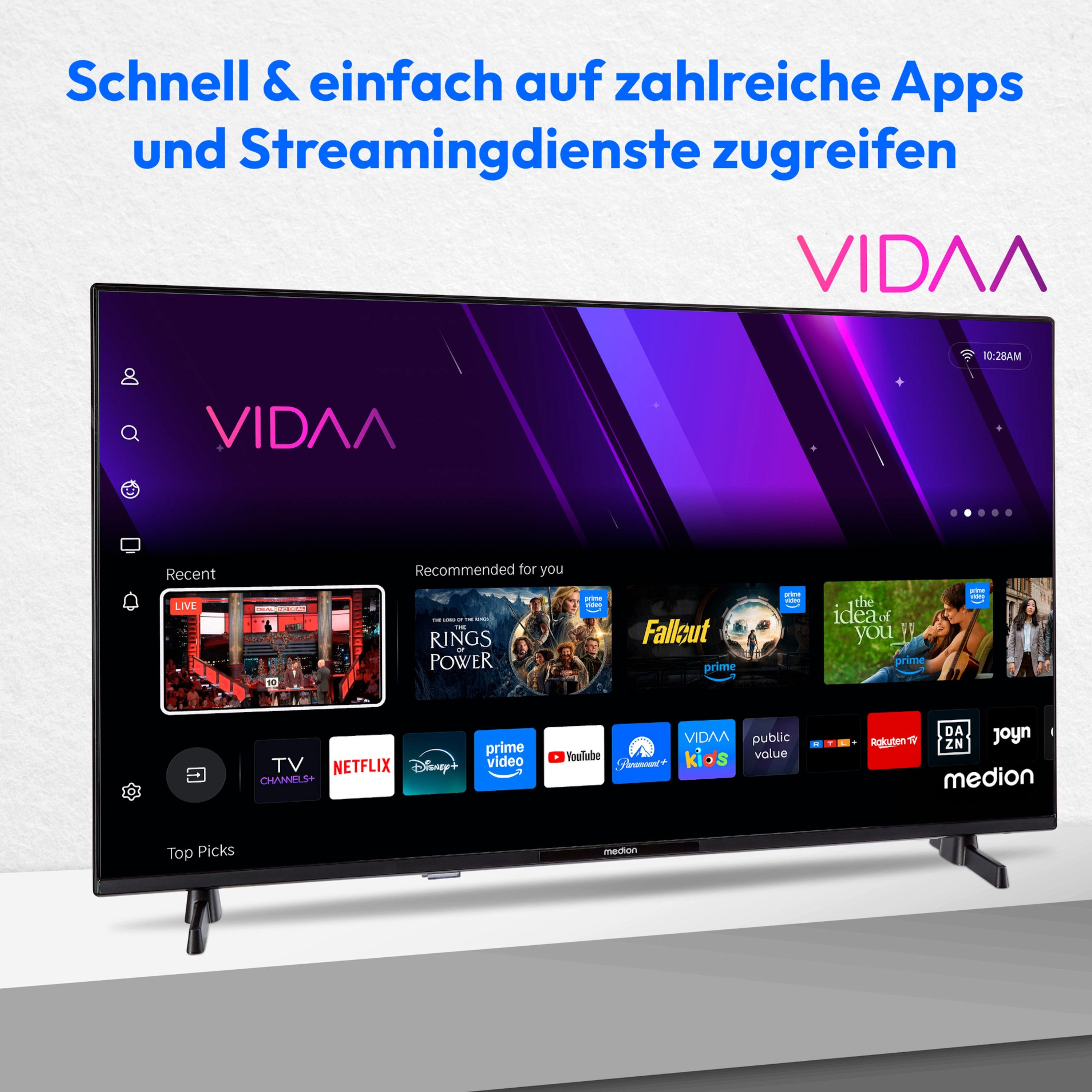 Medion® MD840101 LCD-LED Fernseher (100.3 cm/40 Zoll, 1080p Full HD, VIDAA TV, Smart TV, Full-HD Display 60Hz, P8402501)