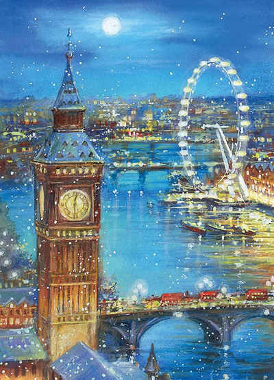 Clementoni® Puzzle Christmas Collection Schneeflocken auf dem Big Ben, 1000 Puzzleteile