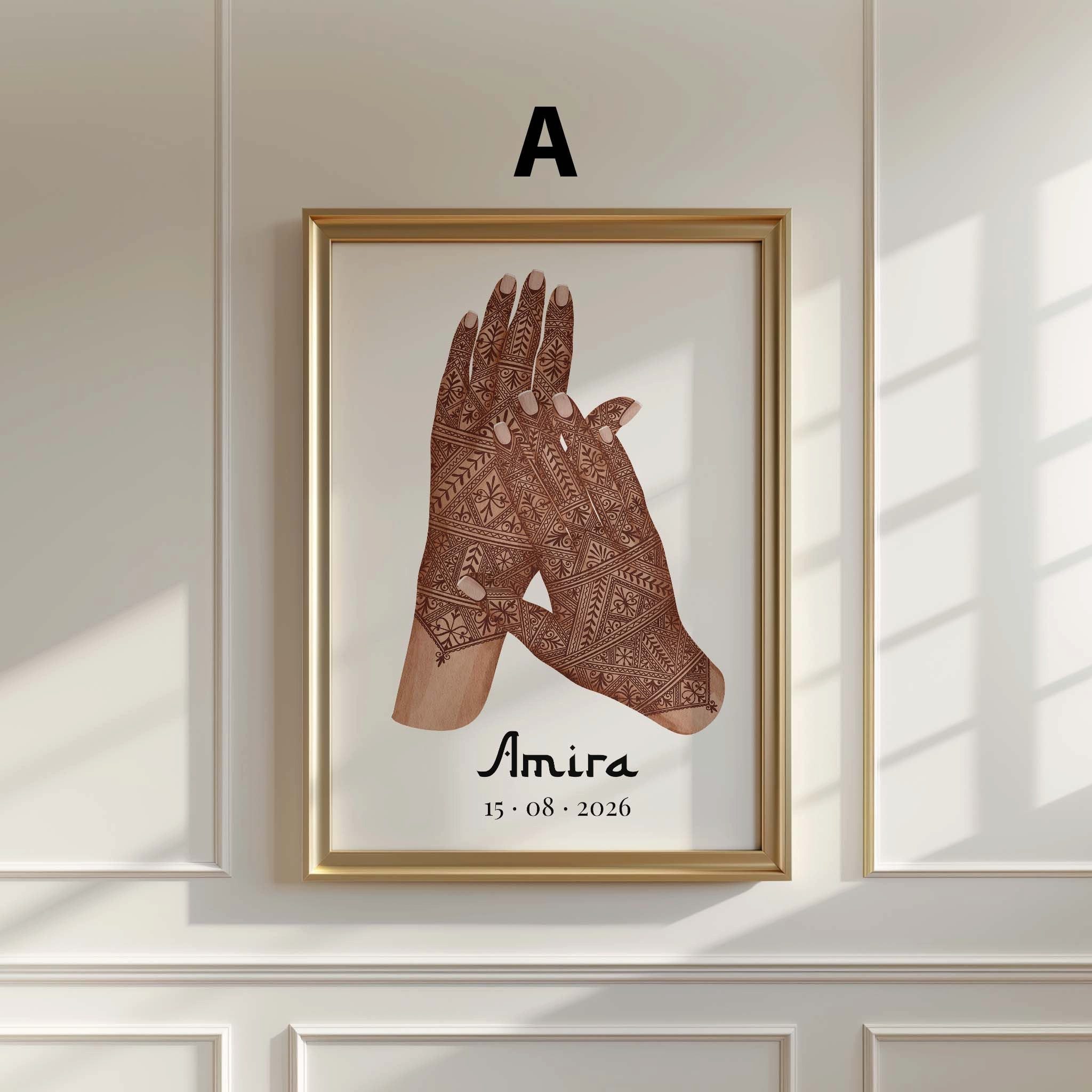 JUSTGOODMOOD Poster Hände Paar Hochzeit Geschenkidee Personalisierte Namen Datum Liebe Ver, B (1 St)