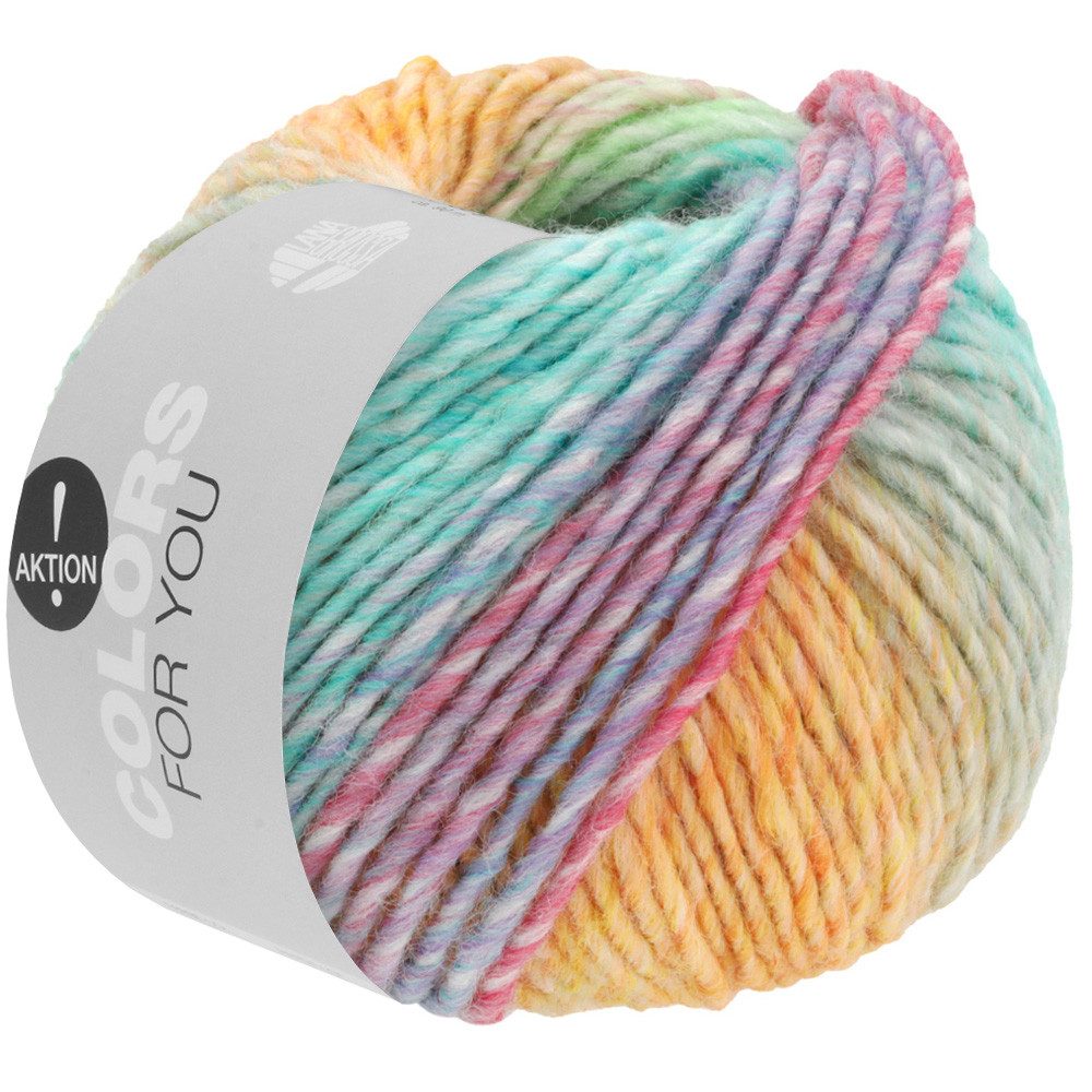 LANA GROSSA COLORS FOR YOU Häkelwolle, 90 m (voluminöses Dochtgarn mit Farbverlauf), 50 g