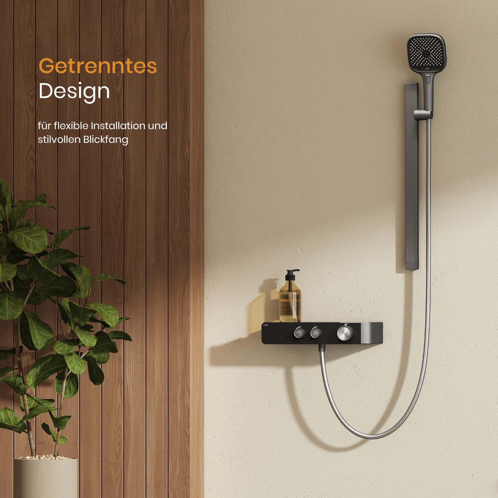 EMKE Duschsystem mit Thermostat Regendusche Handbrause günstig online kaufen