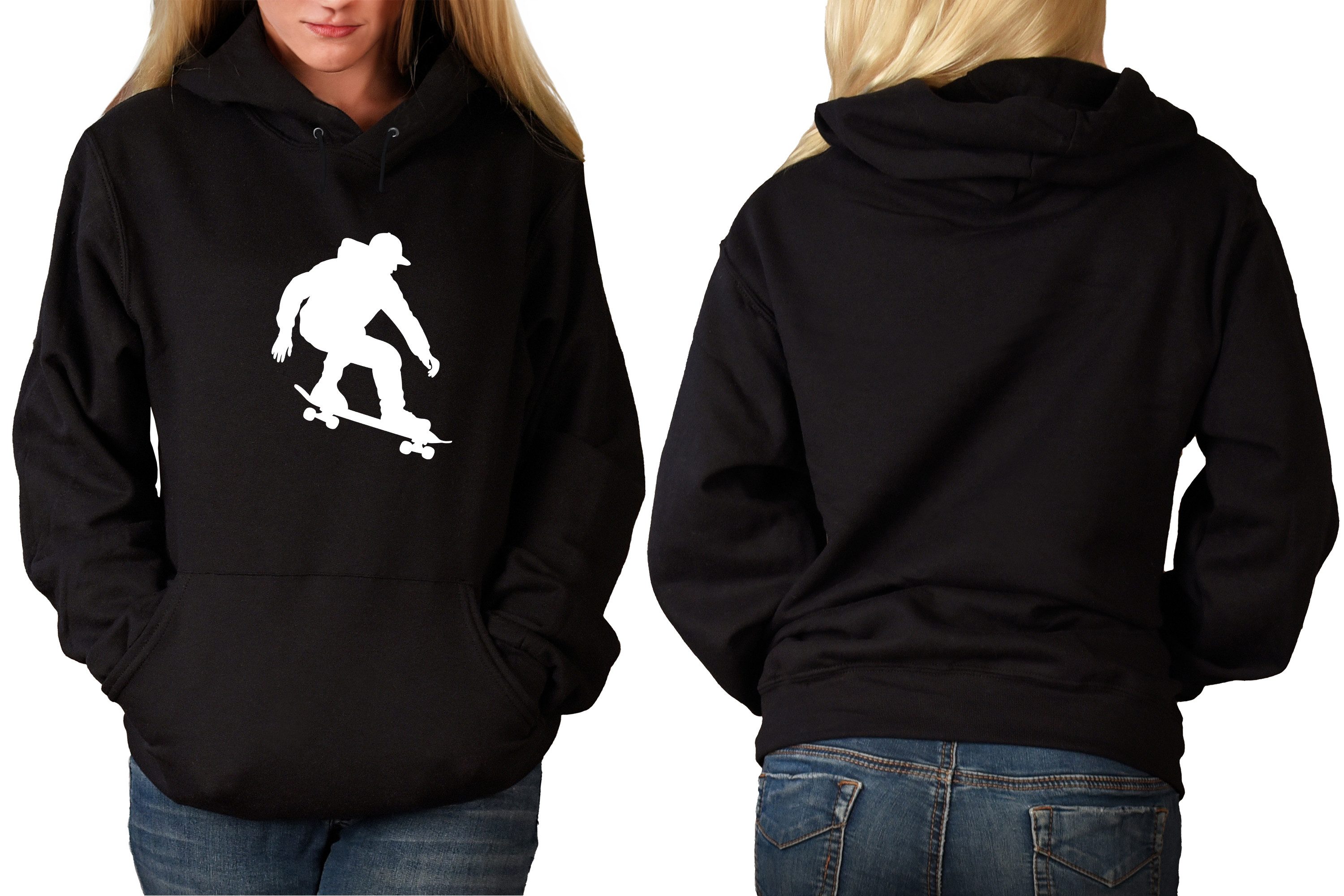 MyDesign24 Hoodie Skater Kapuzen Pulli - springender Skateboarder Silhouette Herren und Damen Kapuzensweater - Skater Hoodie i717