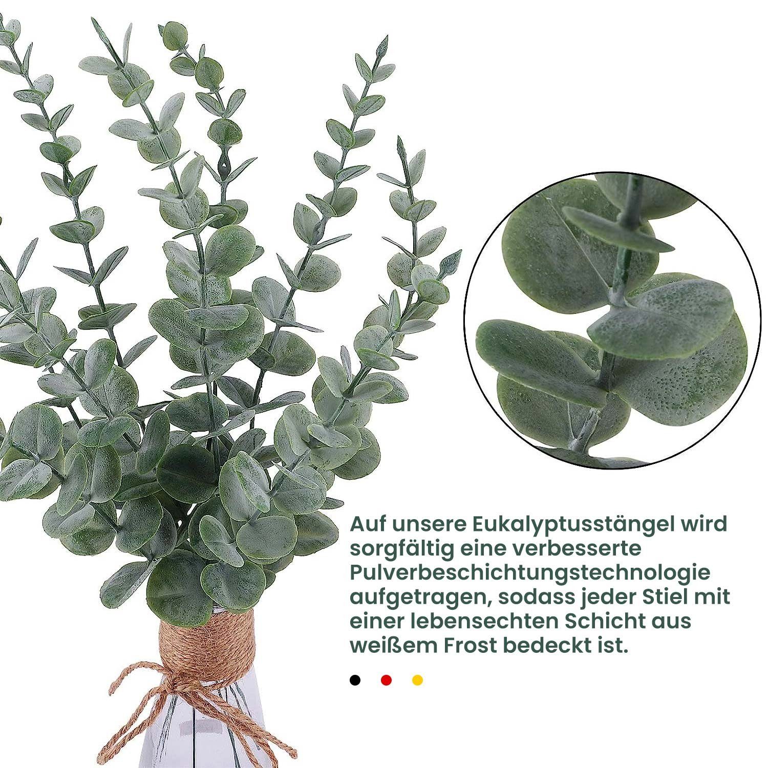 Künstliche Dunkelgrüne -stiele, Sprühfarbe MAGICSHE Kunstpflanze Blätter Eukalyptus-Blätter