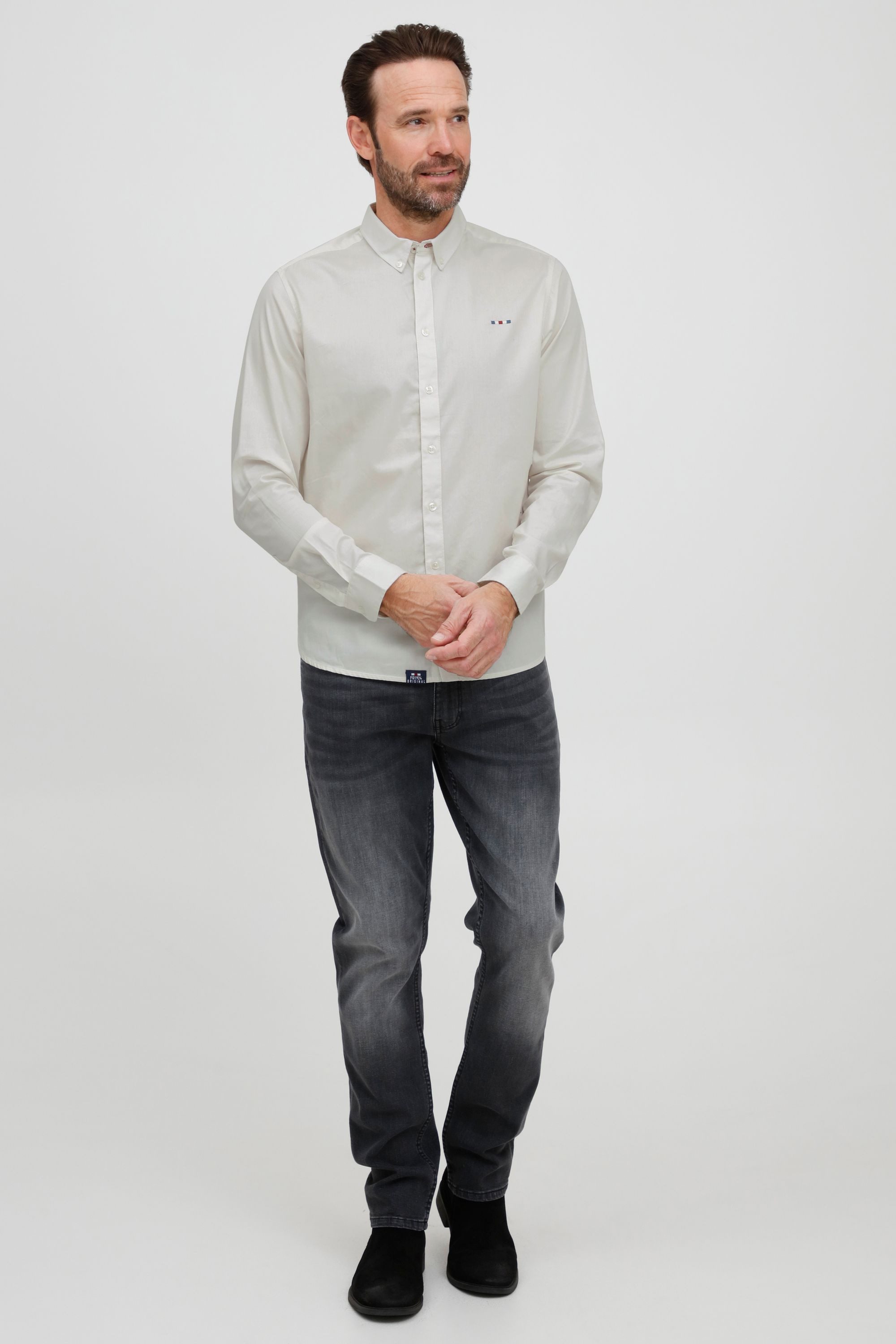 FQ1924 Langarmhemd FQHalvar Klassisches Hemd mit dezenter Stickerei günstig online kaufen