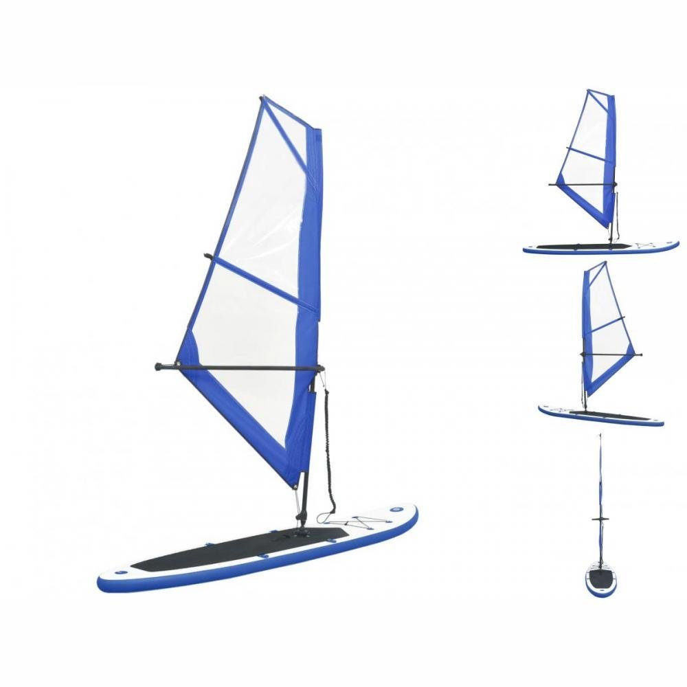 vidaXL Schlauchboot Aufblasbares Stand-Up-Paddleboard Set mit Segel Blau und Weiß