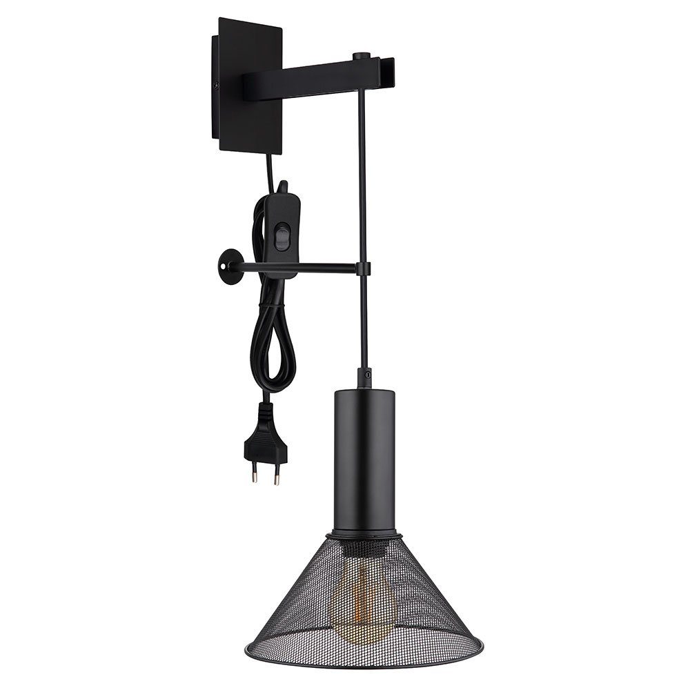 GLOBO LIGHTING Wandleuchte, Leuchtmittel nicht inklusive, Schlafzimmerleuchte Wandleuchte Lampe Vintage Steckerkabel
