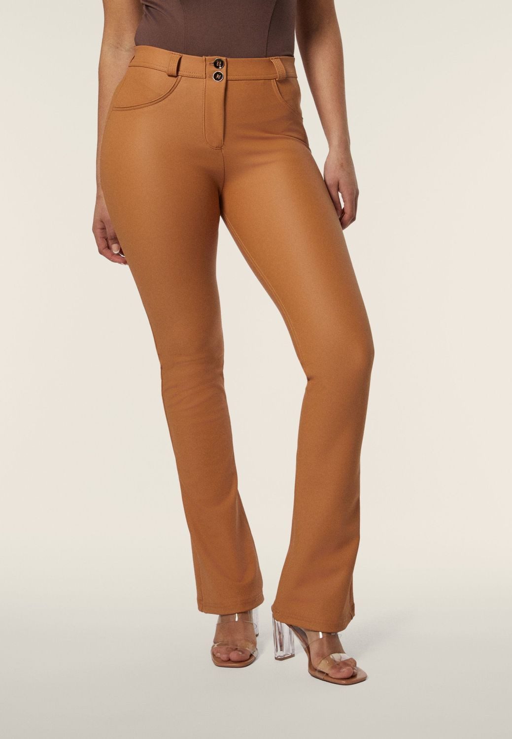 Freddy Jeggings Freddy WR.UP Eco Vegan Leder Bootcut Regular Waist Braun