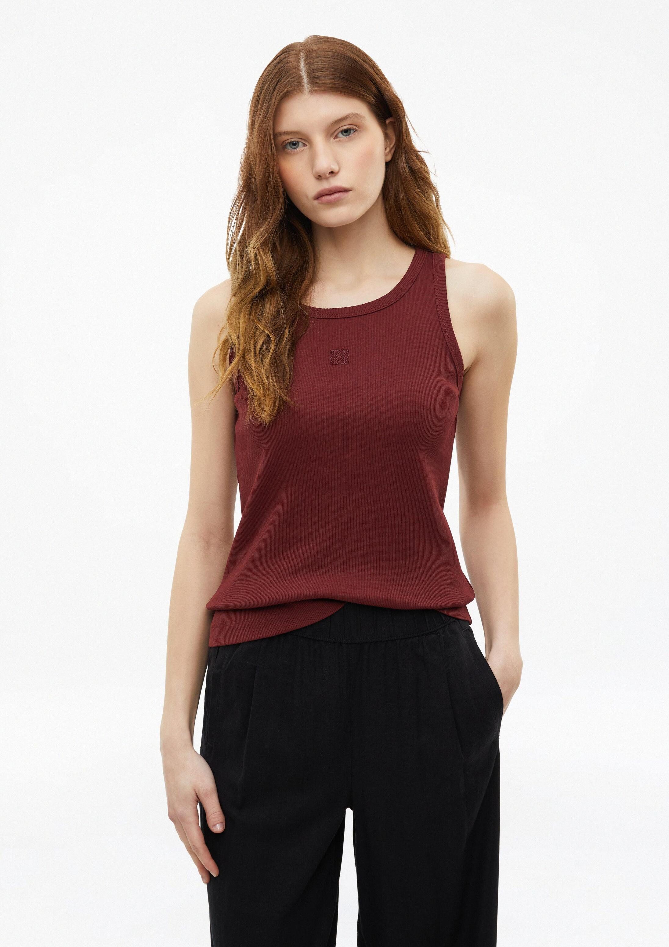 s.Oliver Muscleshirt T-Shirt Geripptes Top im Slim Fit mit Stickerei