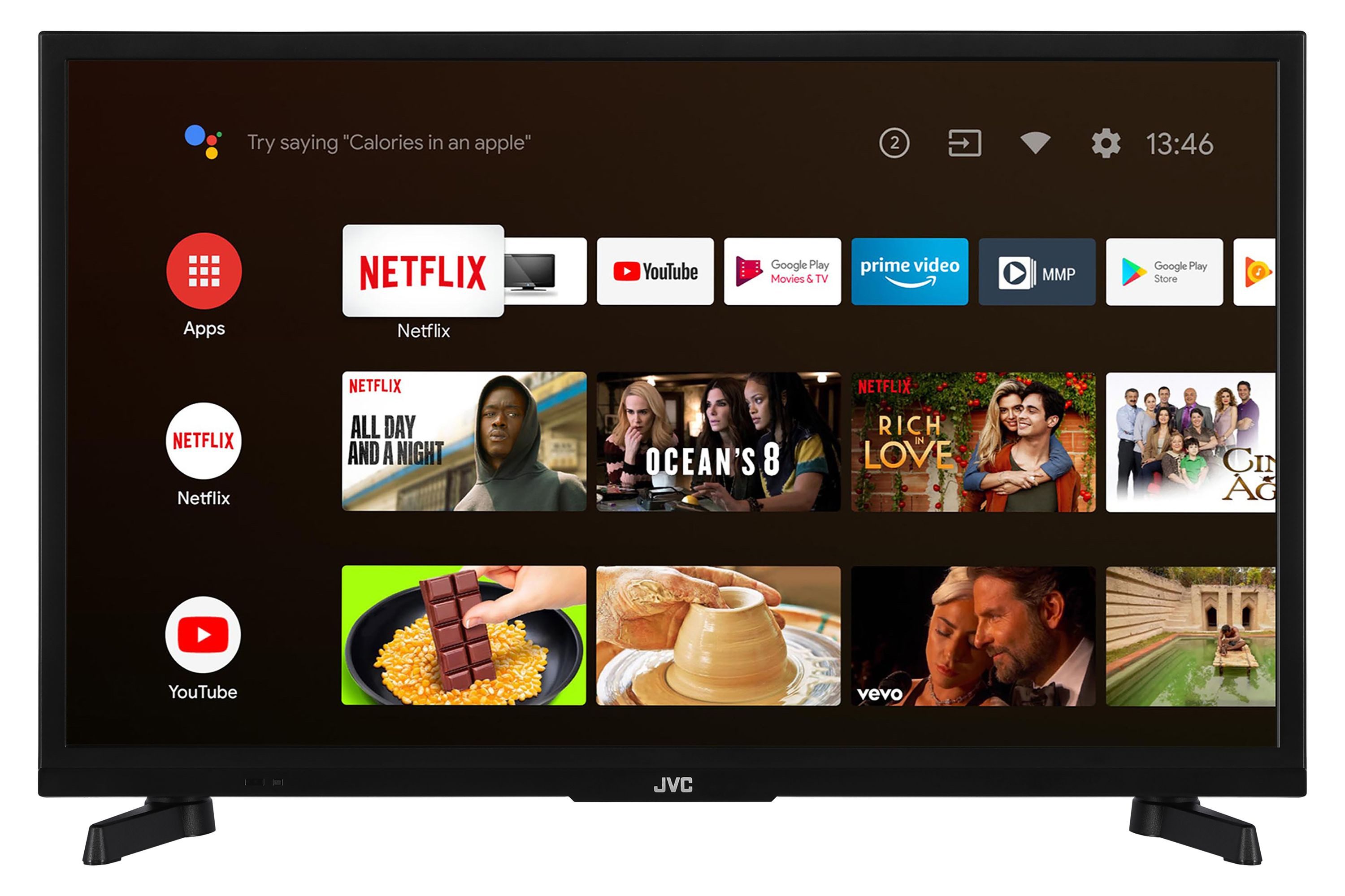 JVC LT-24VAH3455 LCD-LED Fernseher (60 cm/24 Zoll, HD-ready, Android TV, Android Smart TV, HDR, Triple-Tuner, Bluetooth)