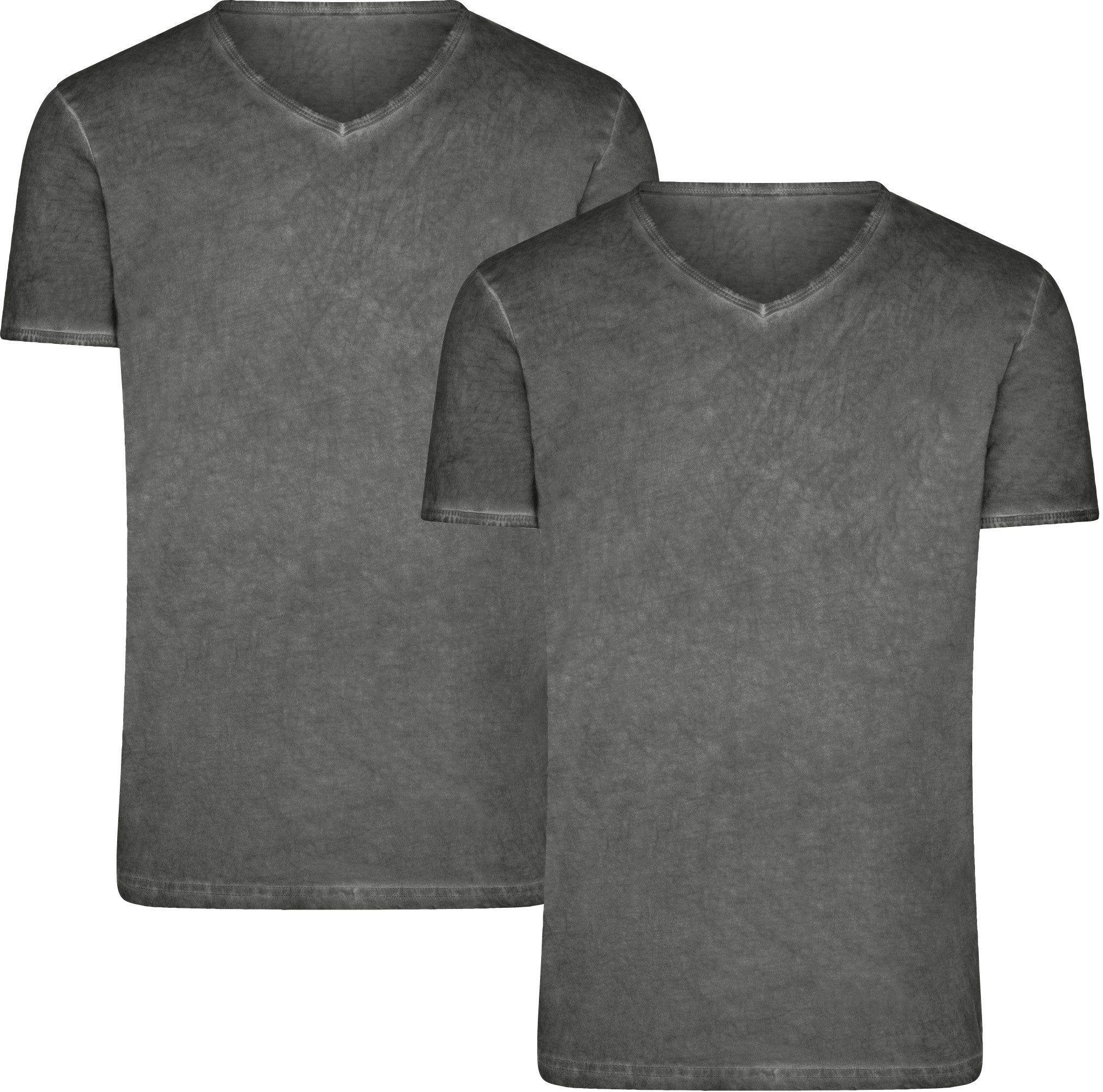 James & Nicholson T-Shirt Doppelpack Figurbetontes Herren T-Shirt mit Spray Print JN976 (Doppelpack, 2er-Pack) Trendiges T-Shirt mit V-Ausschnitt