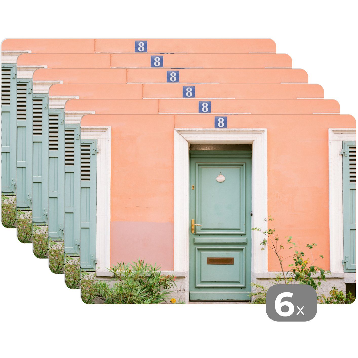 - - (6-St), Tür Architektur, Platzdecken, Platzmatte, Tischmatten, Schmutzabweisend Paris - MuchoWow, Platzset, Platzset, Pastell