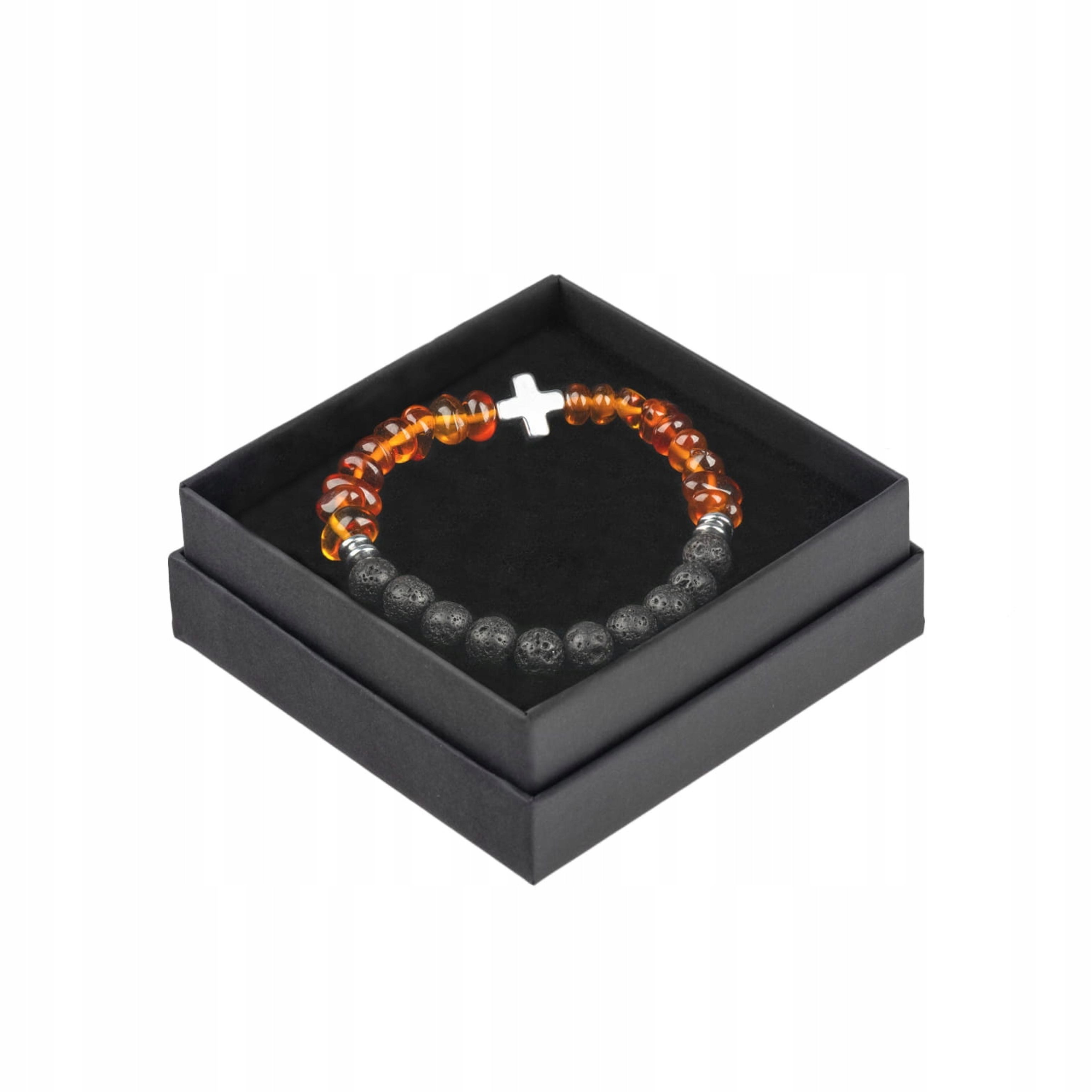 Festivalartikel Armband Rosenkranz Armband Lava Hämatit Bernstein Firmung Geschenk (1-tlg)