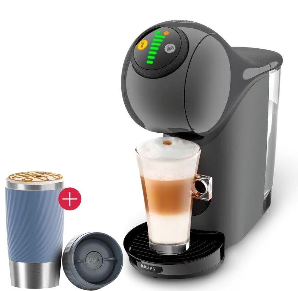 Krups Kapselmaschine Kaffeemaschine Nescafé Dolce Gusto Genio S KP243B Kapselmaschine, + Emsa Travel Mug Thermobecher Blau, 0,8 Liter Wassertank