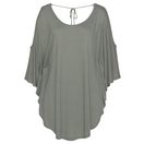 LASCANA Strandshirt mit Zierband im oberen Rücken, Longshirt, 3/4-Ärmel, schulterfrei