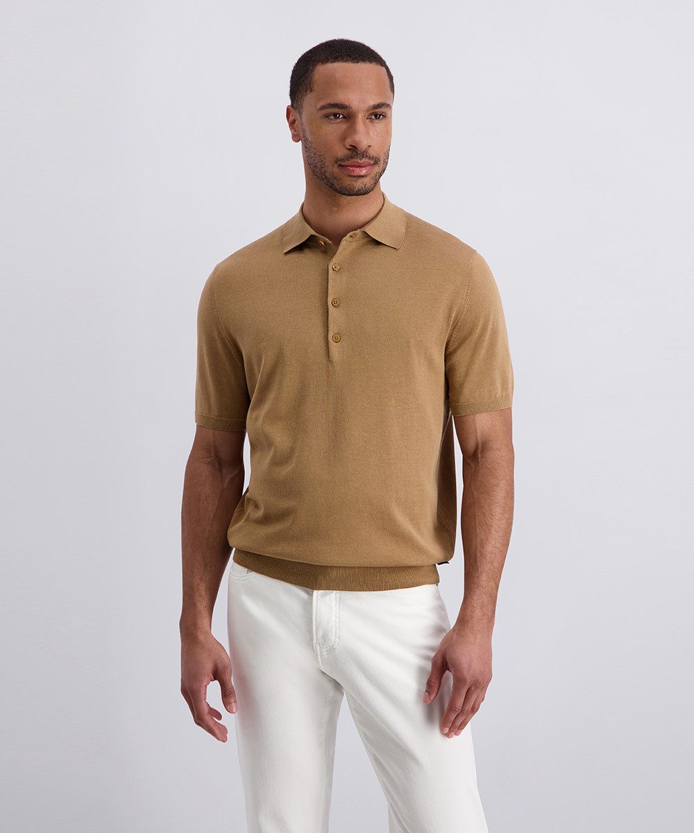 Pierre Cardin Poloshirt Strick Polo kurzarm mit Rippbündchen