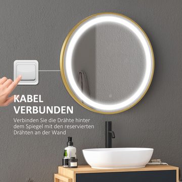 Kleankin Badspiegel Wandspiegel mit LED-Leuchte, Memoryfunktion (WC Spiegel, 1-St., Badezimmerspiegel), IP44