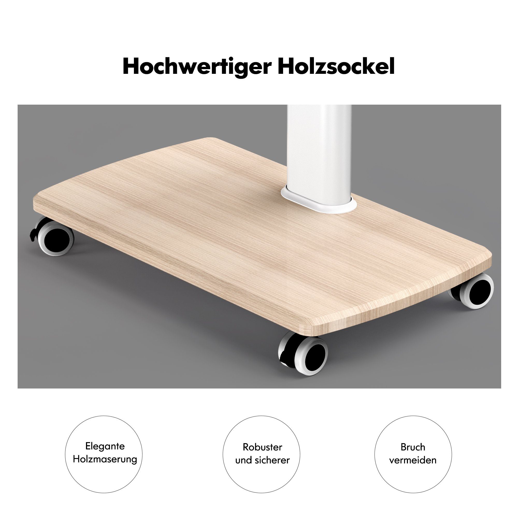 FITUEYES TV-Ständer TV-Rollwagen mit Rädern, Ablagen, 32-70 Zoll, (bis 70,00 Zoll, ±30° schwenkbar, höhenverstellbar, Holzbasis)