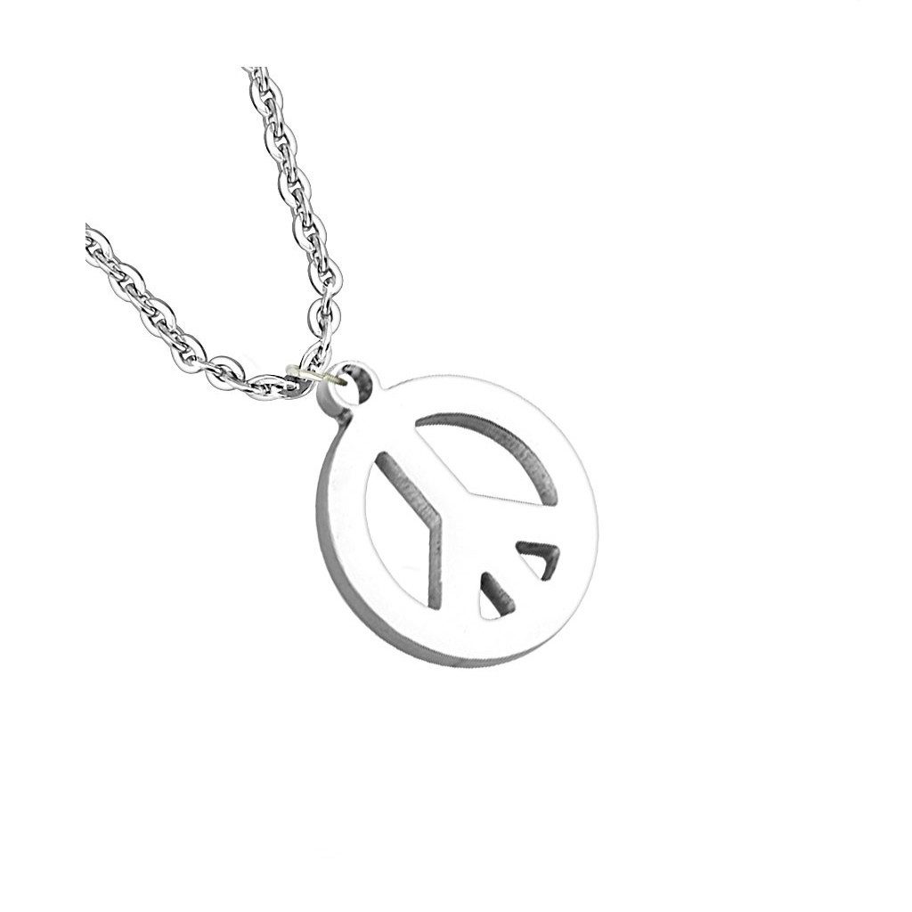 Kette mit Anhänger Silber - Kette Peace aus Edelstahl Unisex