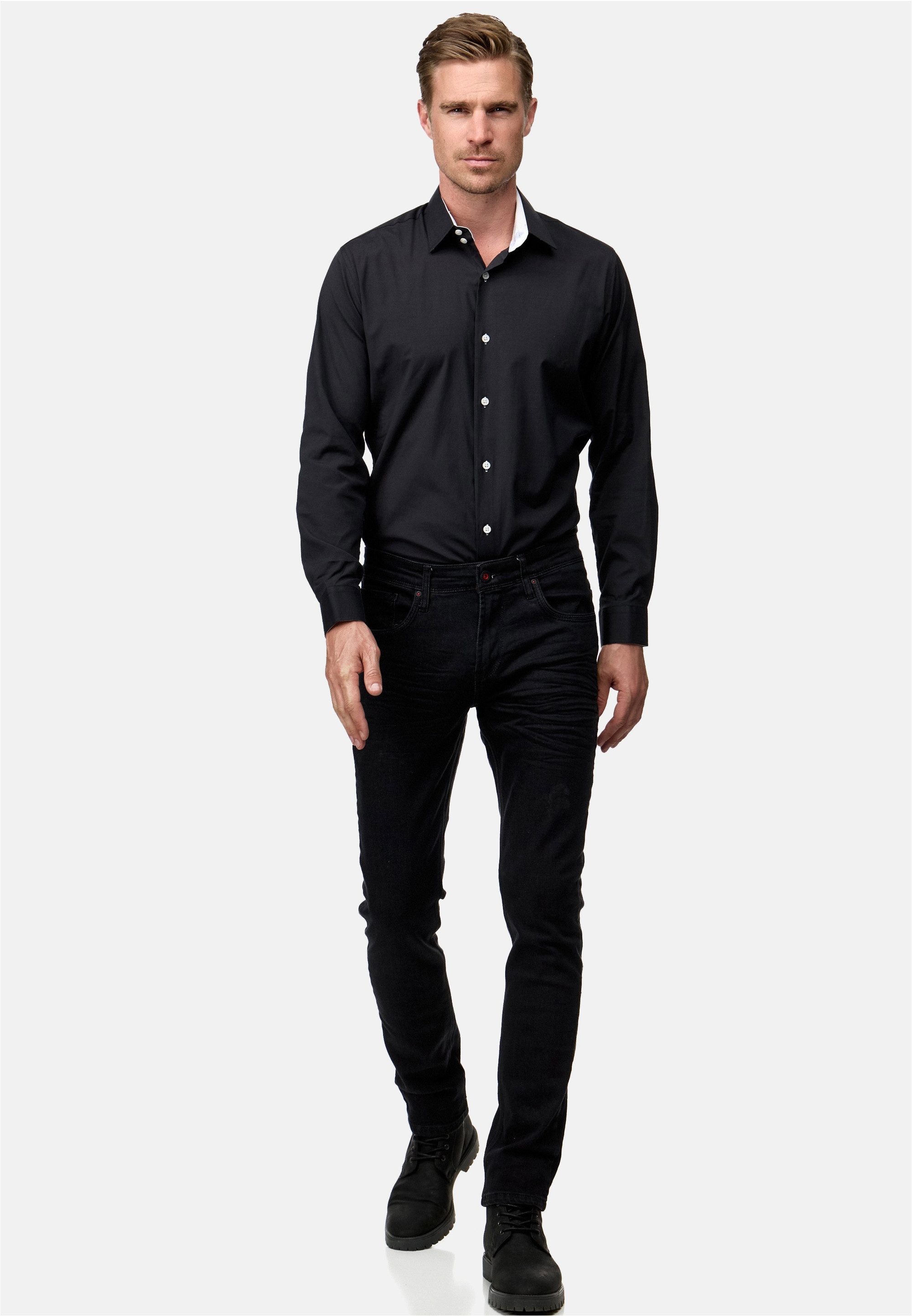 Rusty Neal Langarmhemd Langarm im Slim-Fit geschnitten