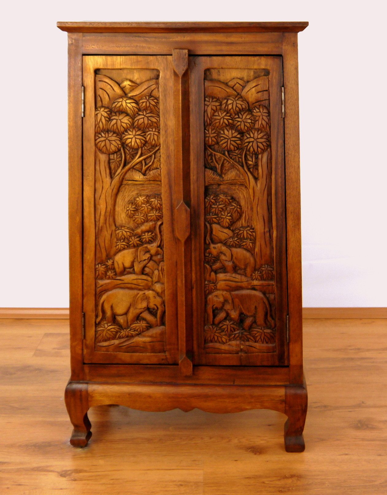 livasia Kommode Asiatische Massivholz Kommode 55x35x100cm mit Elefantenschnitzerei