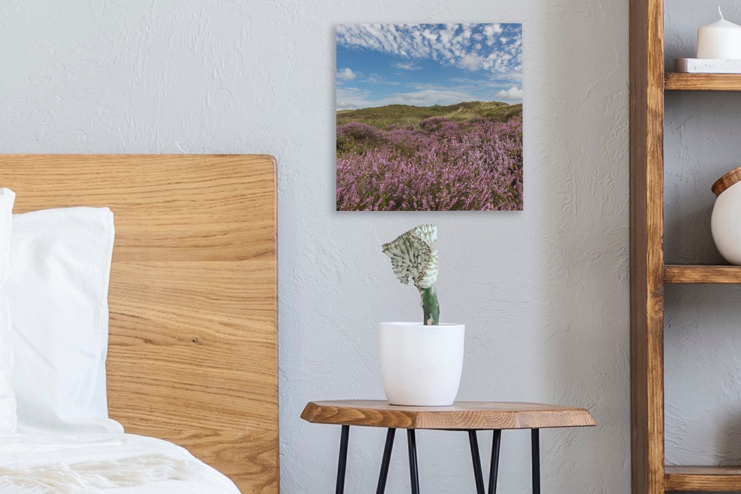 Heidekraut St), Bilder Schlafzimmer in OneMillionCanvasses® Wohnzimmer Leinwand für Blühendes Texel, Leinwandbild (1 Dünen von den