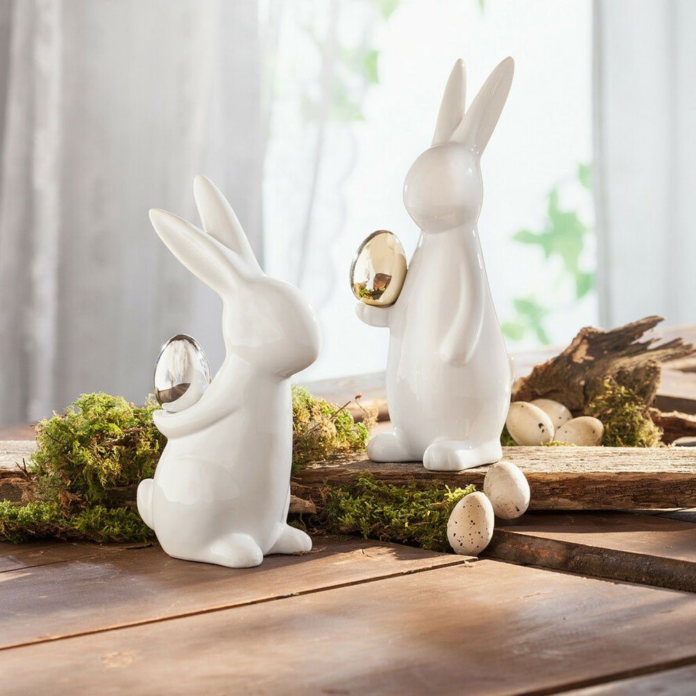 Statue Ostern Set Paar Osterhase Tisch Ostereier Osterfest Figur Deko Home-trends24.de Osterhase