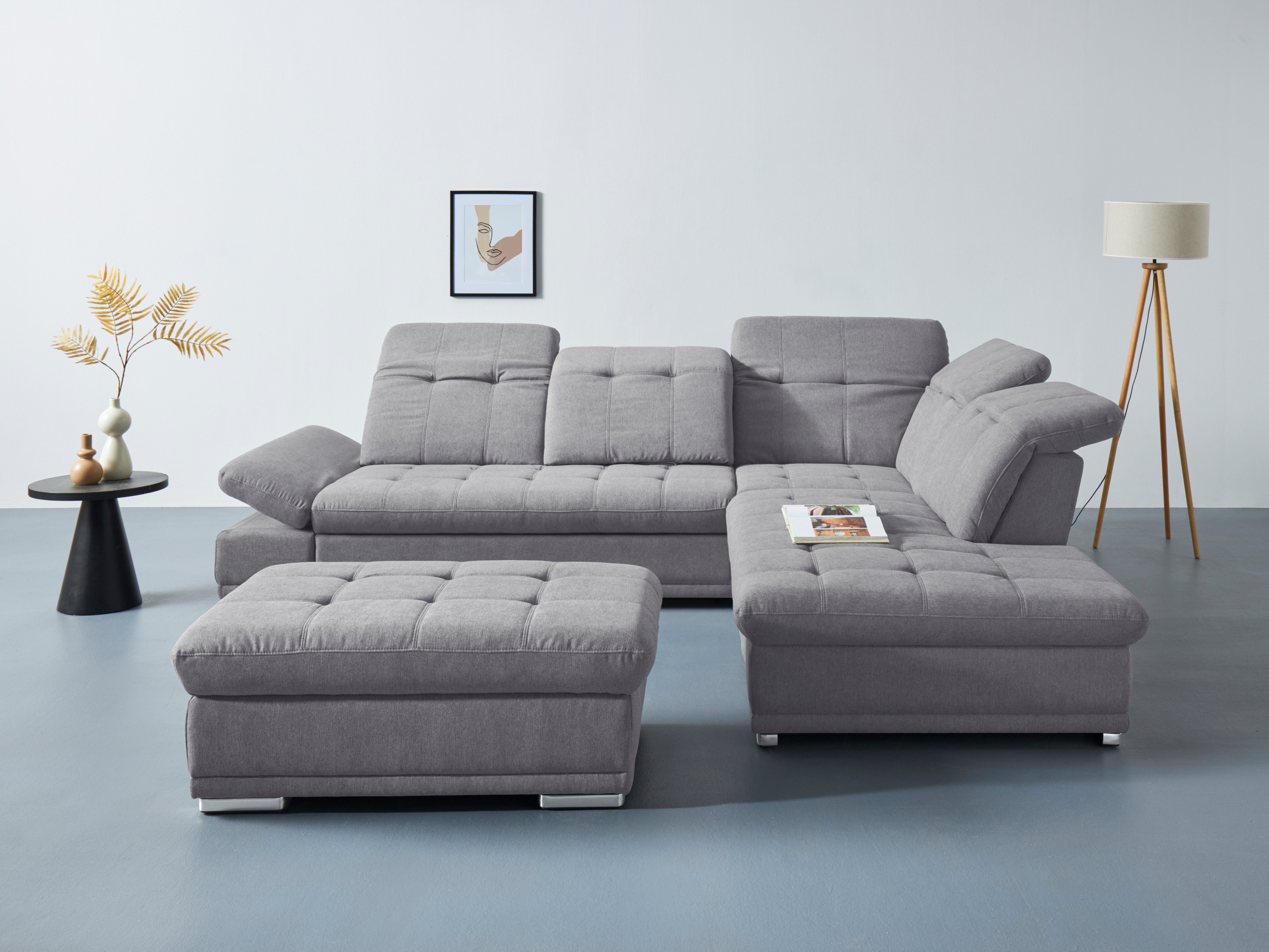 COTTA Ecksofa Holiday L-Form mit Sitztiefen-, Armteil- und Kopfteilverstellung, wahlweise mit Bettfunktion & Bettkasten