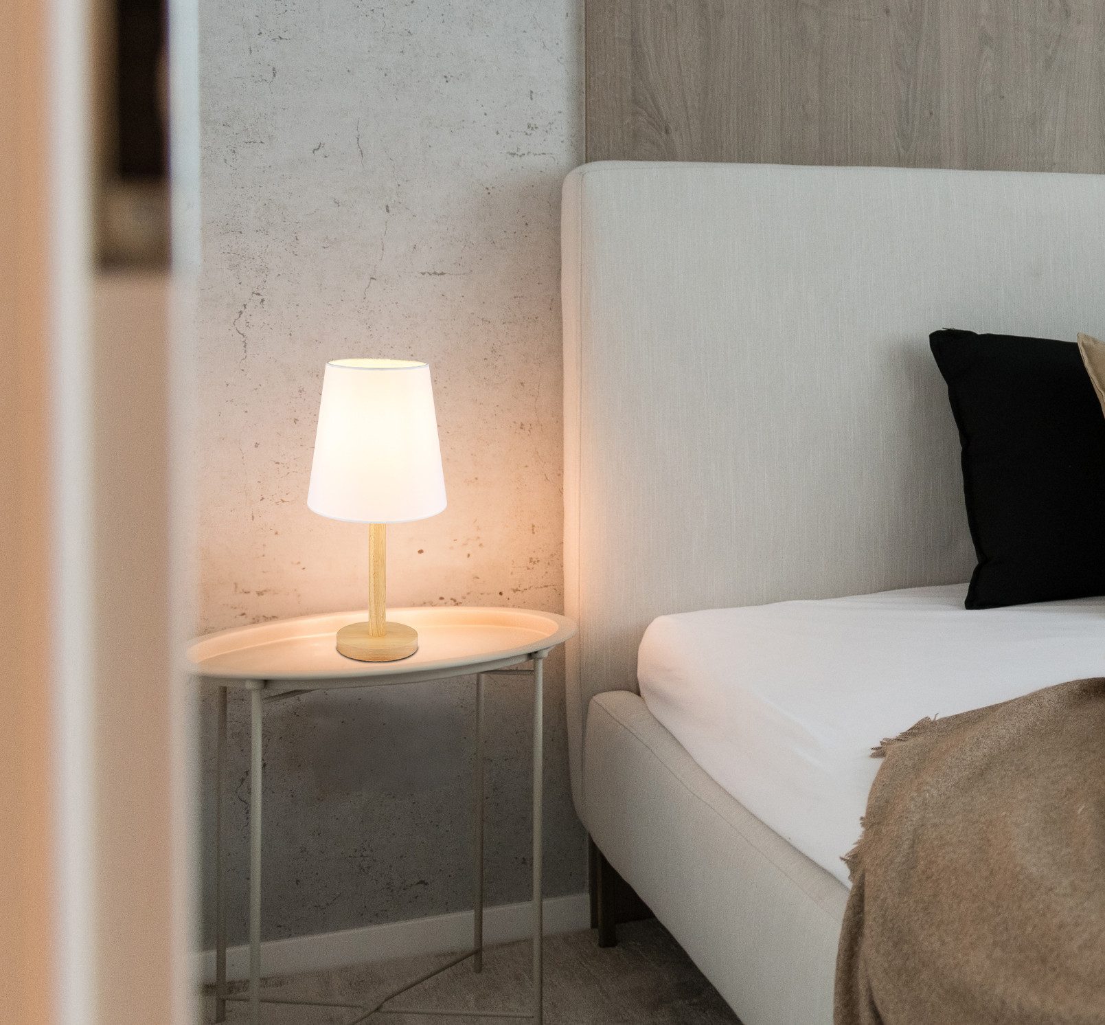 NOWA Tischleuchte JORIS, ohne Leuchtmittel, Tischlampe, Textil, Schlafzimmer, Wohnzimmer
