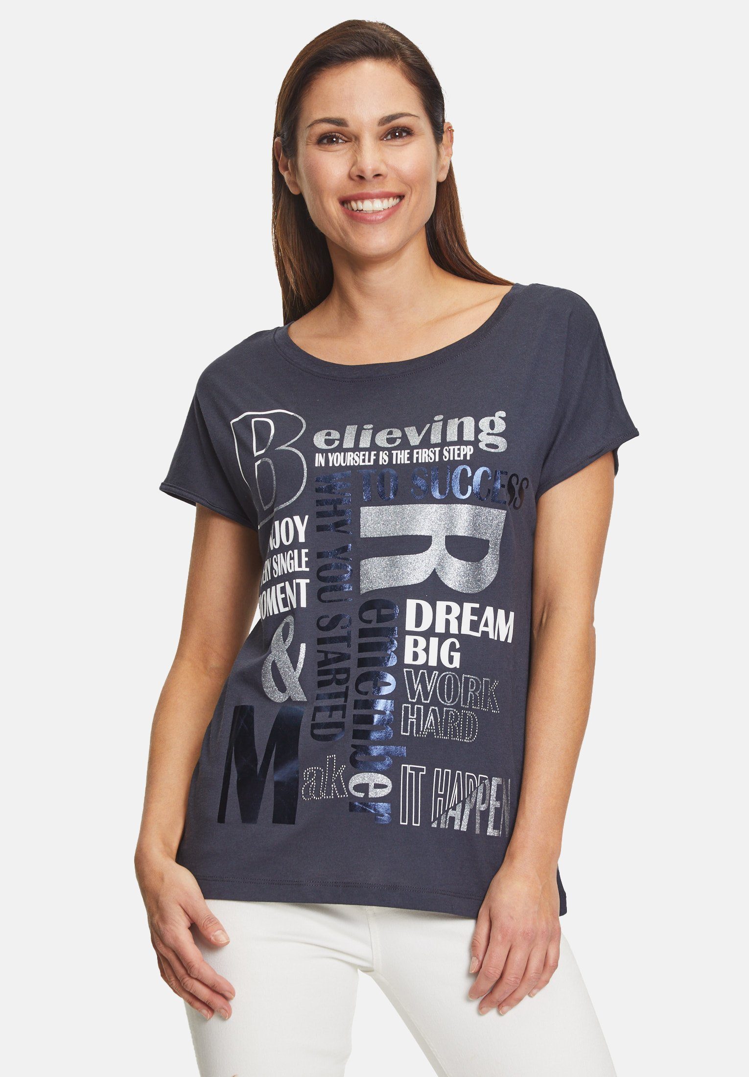 Damen Shirts Cartoon T-Shirt mit Aufdruck Foliendruck