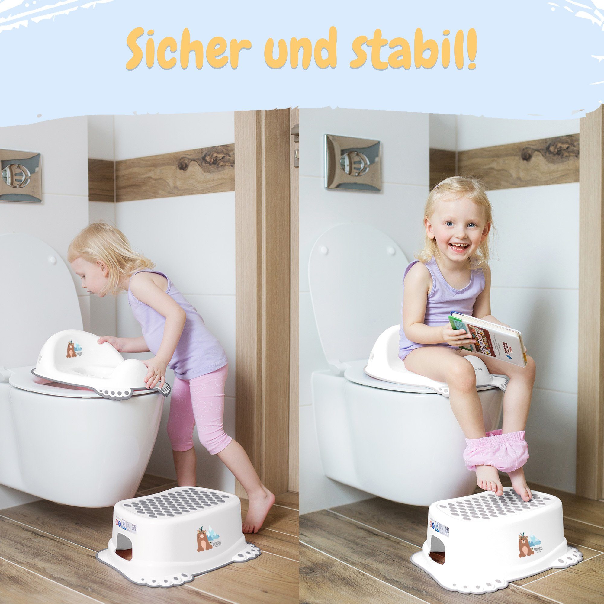 Toilettensitz Rheinland (1-tlg), TÜV Babykajo Kinder Toilettentrainer, weiß Bärchen - geprüft!