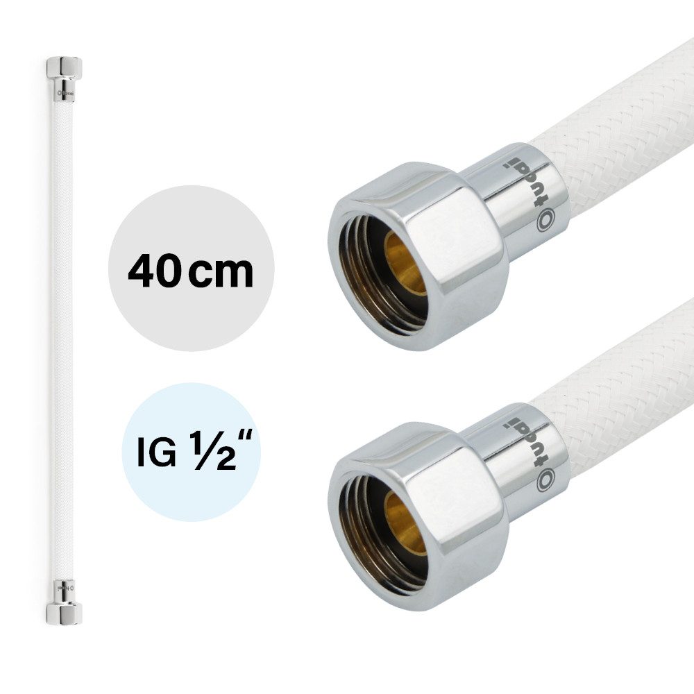 TUCAI Flexschlauch Flexschlauch DN8 IG/IG 1/2" -400mm Weiss Verchromt