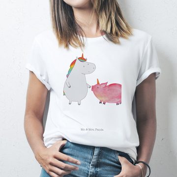 Mr. & Mrs. Panda T-Shirt Einhorn + Schweinhorn - Weiß - Geschenk, Freundin, Shirt, Unicorn, Pegasus, Einhörner, Freundschaft, Unisex, T-Shirt, Einhorn Deko, Rundhals (1-tlg)
