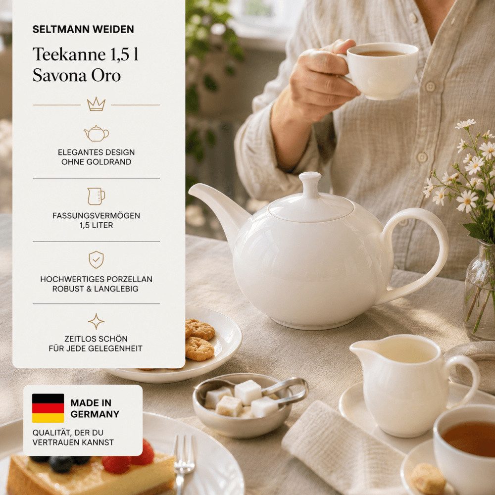 Seltmann Weiden Kaffeekanne Seltmann Weiden Teekanne 1,5L Savona Oro mit Goldrand