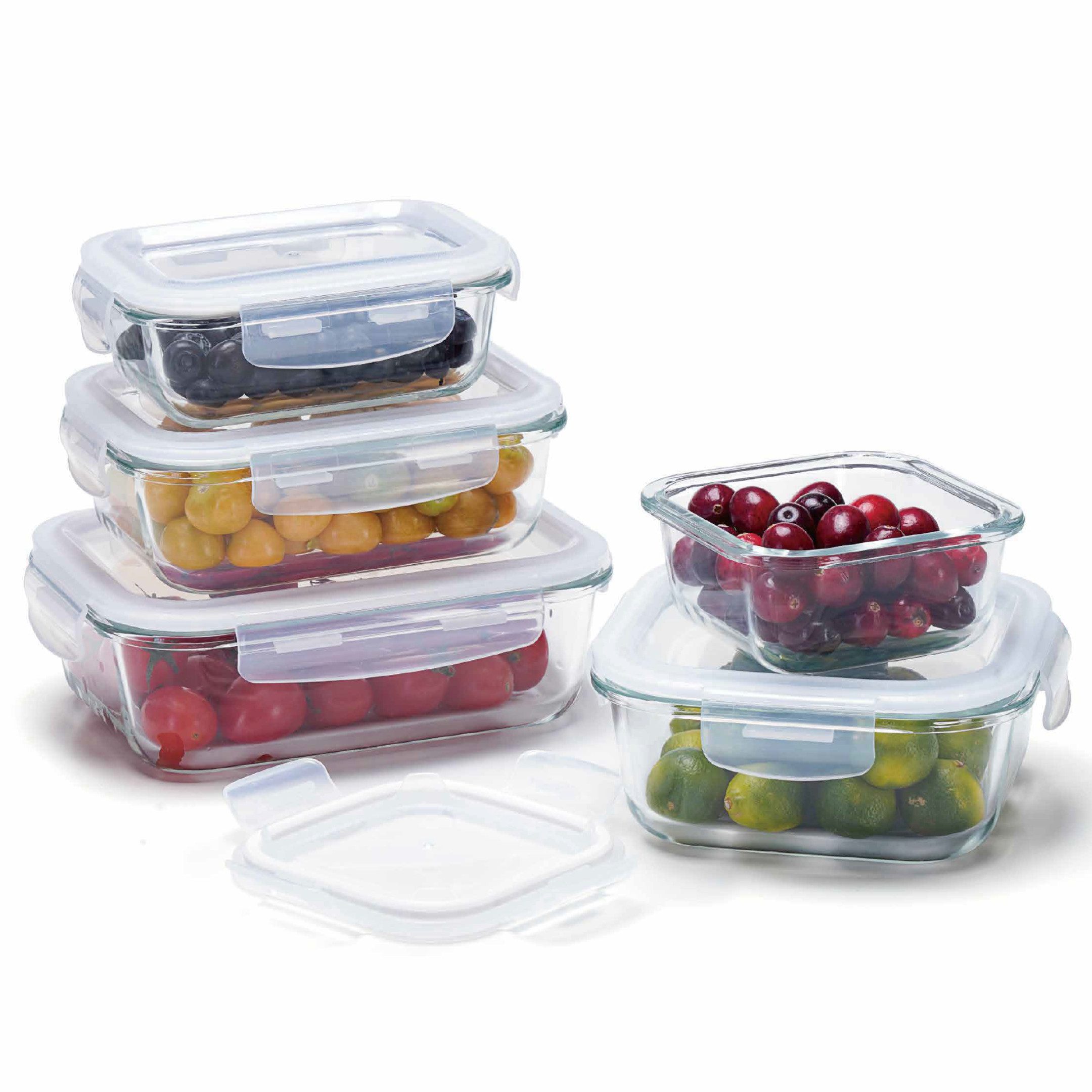 Lacers Frischhaltedose PurpleLine Frischhaltedosen, GLAS 10-Teiliges Set mit Deckeln, (10-tlg)