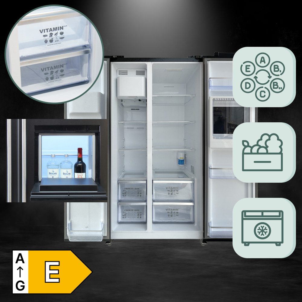 Kaiser Küchengeräte Kühl-/Gefrierkombination 178 cm hoch 91.1 cm breit Side-by-Side Kühlschrank No Frost 556 l+Wasserkocher Kontroll LED 2L KS 90500 RS N+WK 2000 R, 178 cm hoch, 91.1 cm breit, Side-by-Side Kühlschrank No Frost 556 l+Wasserkocher Kontroll LED 2L