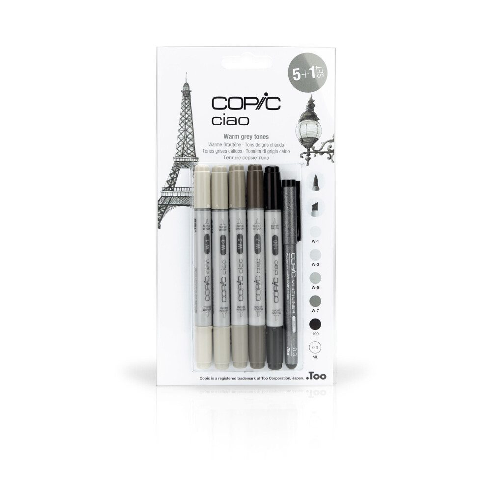 COPIC Marker Ciao 5+1 Set Warm Grey Tones, (1-tlg)