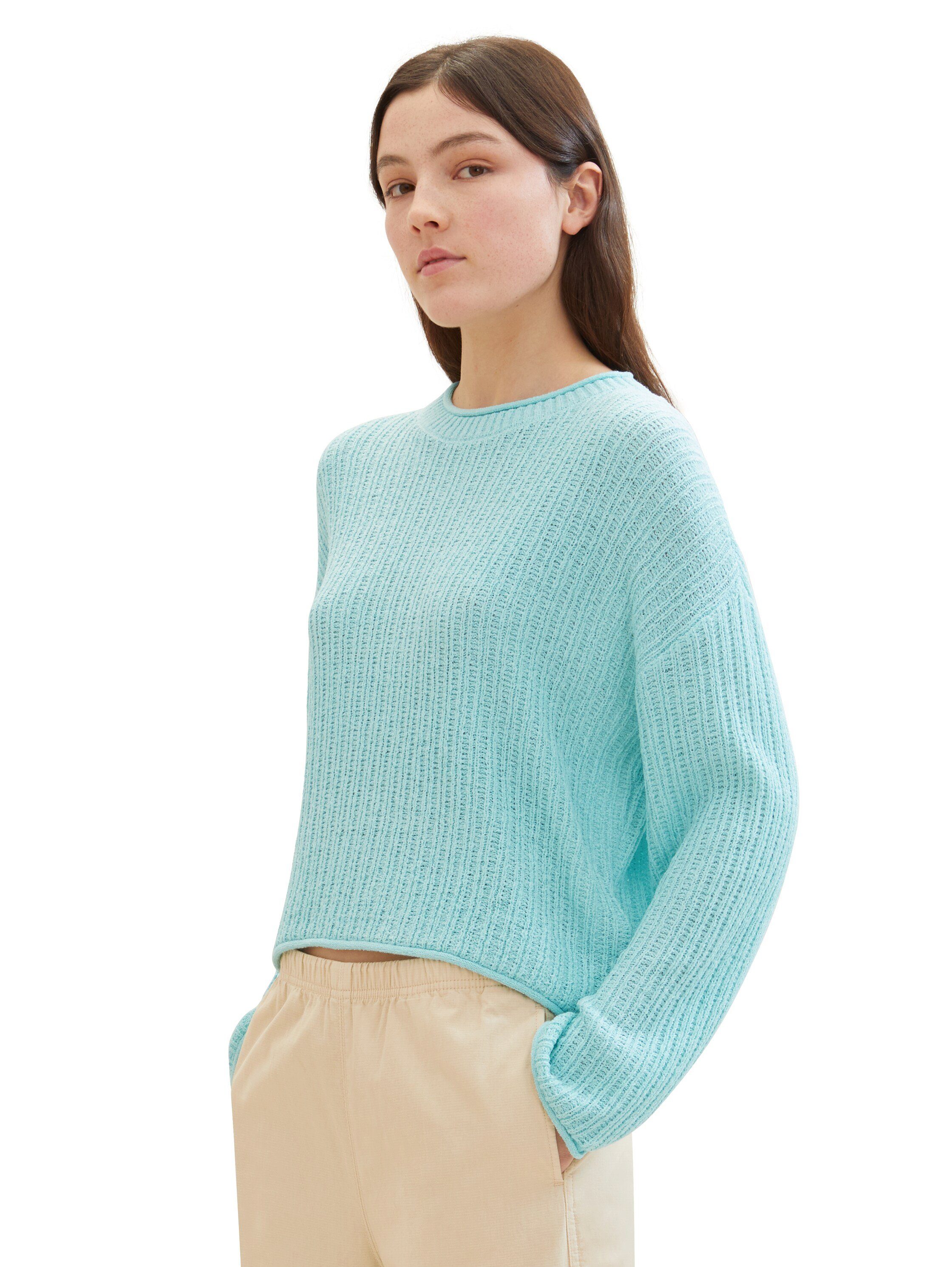 TOM TAILOR Denim Strickpullover in kurzer Form und mit schöner Struktur günstig online kaufen