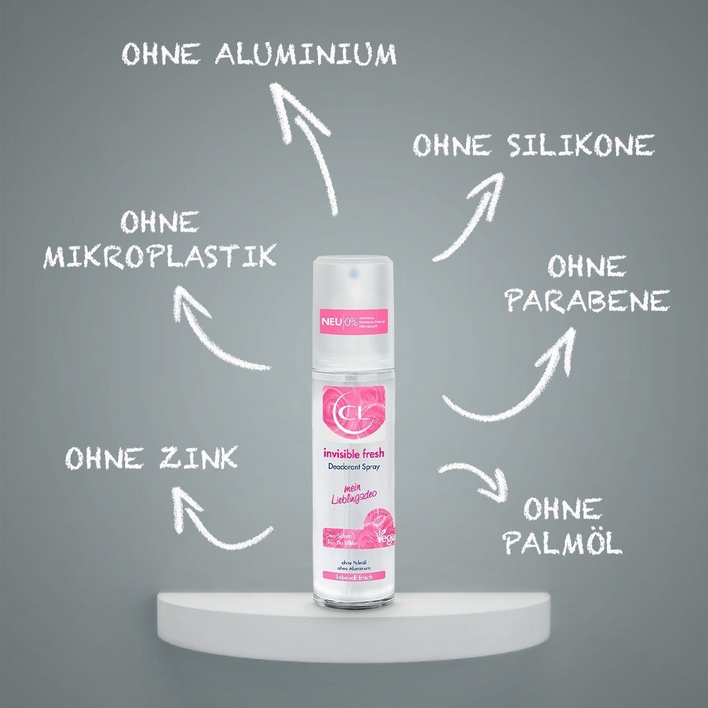 Spray Duft 75 CL ml, langanhaltendem fresh Deo-Zerstäuber invisible 1-tlg. - mit Deodorant