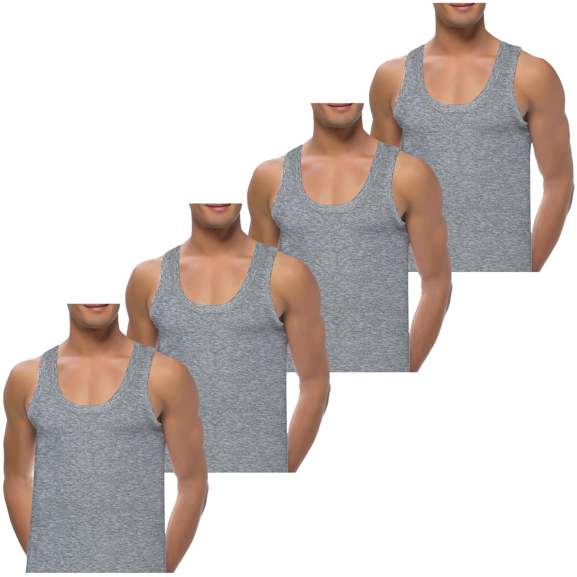 LOREZA Unterhemd 4 Herren Unterhemden extralang long 100% Baumwolle  Feinripp glatt (Spar-Packung, 4-St)