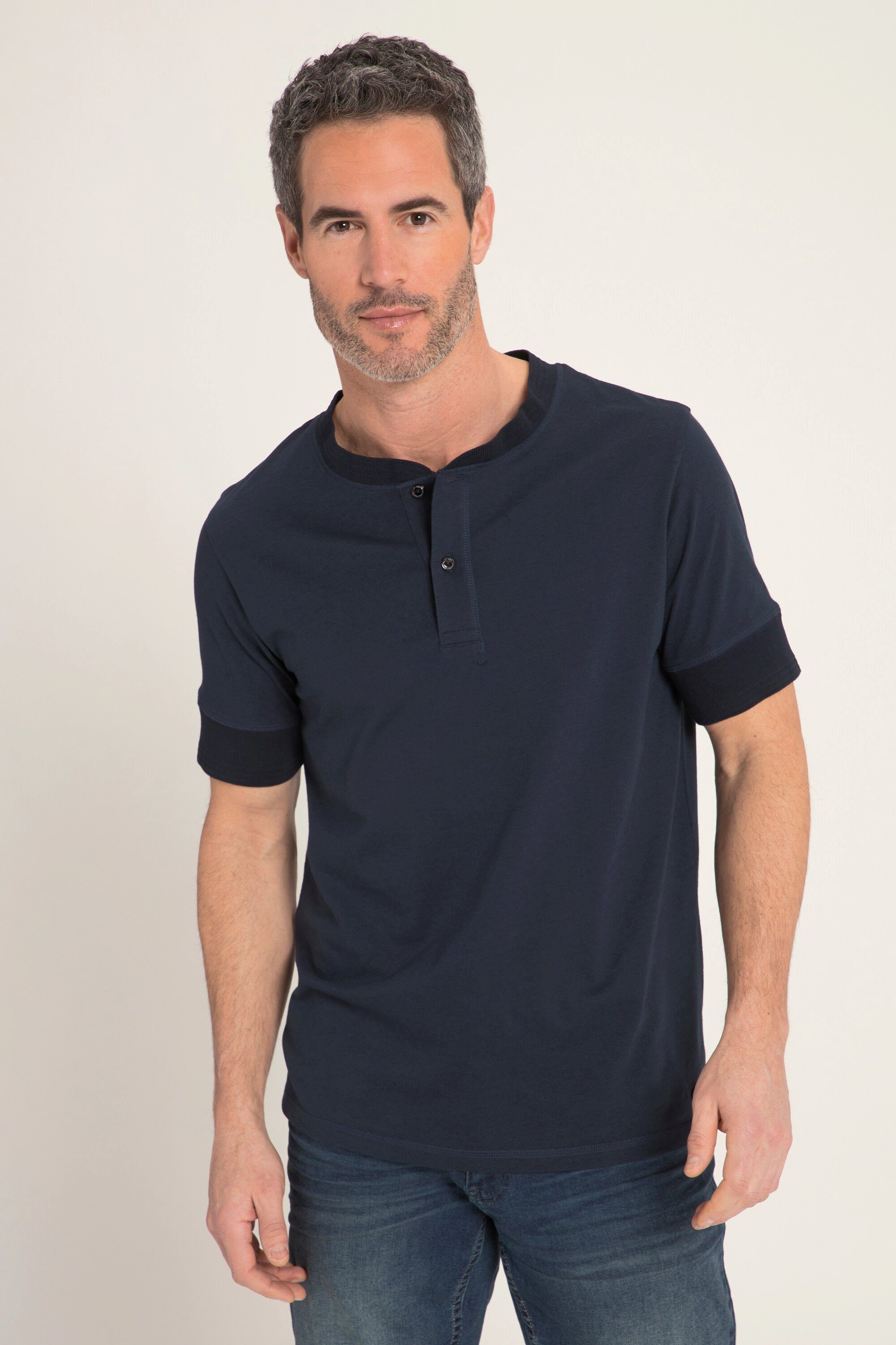 JP1880 T-Shirt Henley T-Shirt Halbarm extra weich