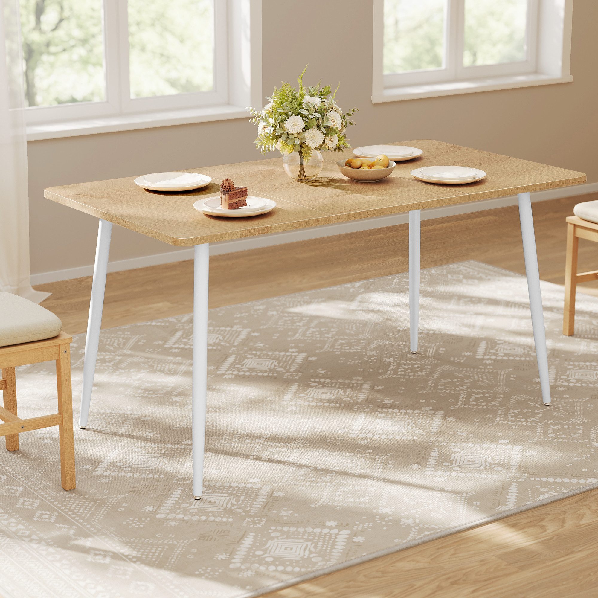 VASAGLE Esstisch, Modernes Landhaus-Flair, Große Fläche, 140x75x75.5cm günstig online kaufen