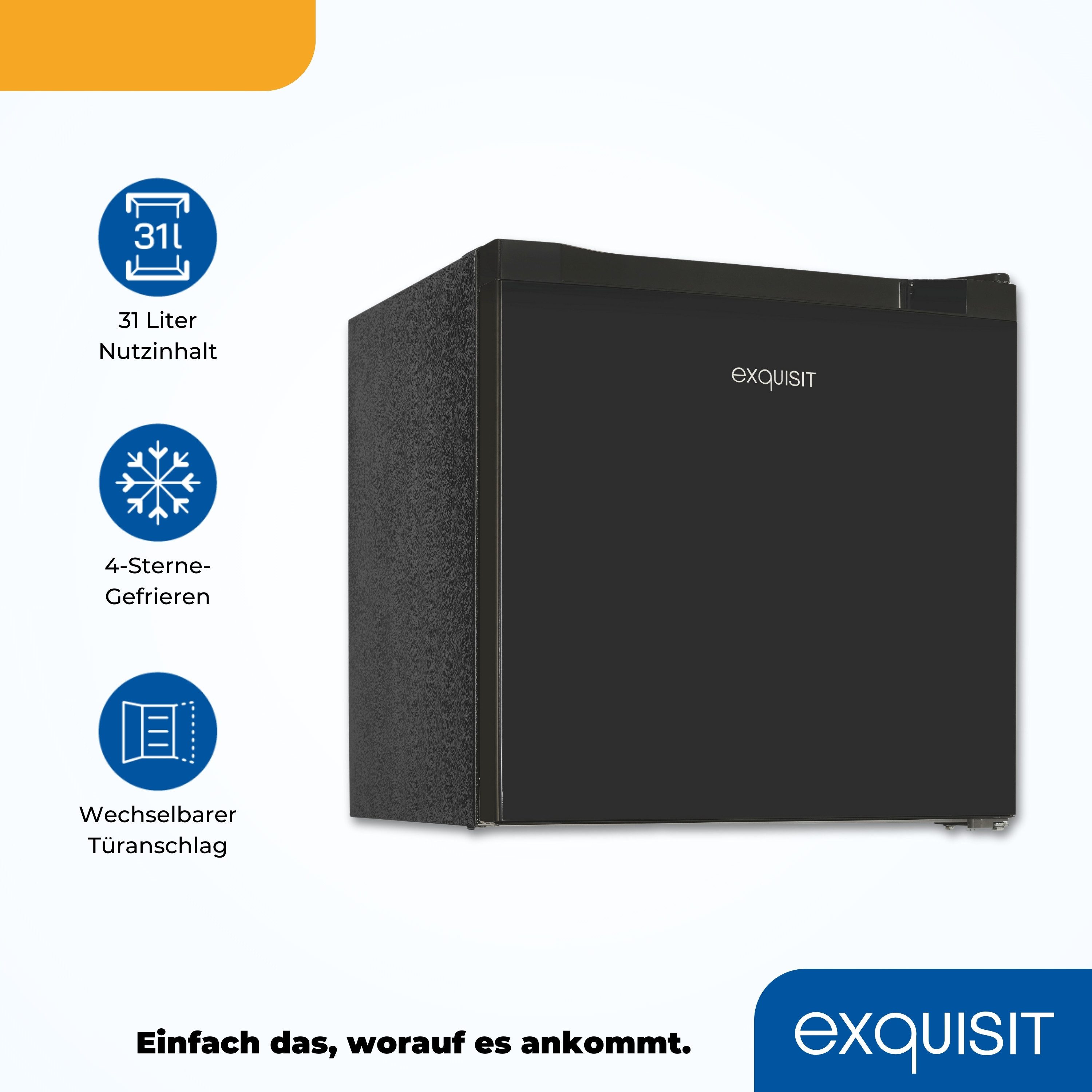 exquisit Gefrierschrank GB40-050C schwarz, 49,5 cm hoch, 47,5 cm breit, Kompakt & leise, Thermostat für Temperaturwahl, 4 Sterne Gefrieren – Bild 5 von 5
