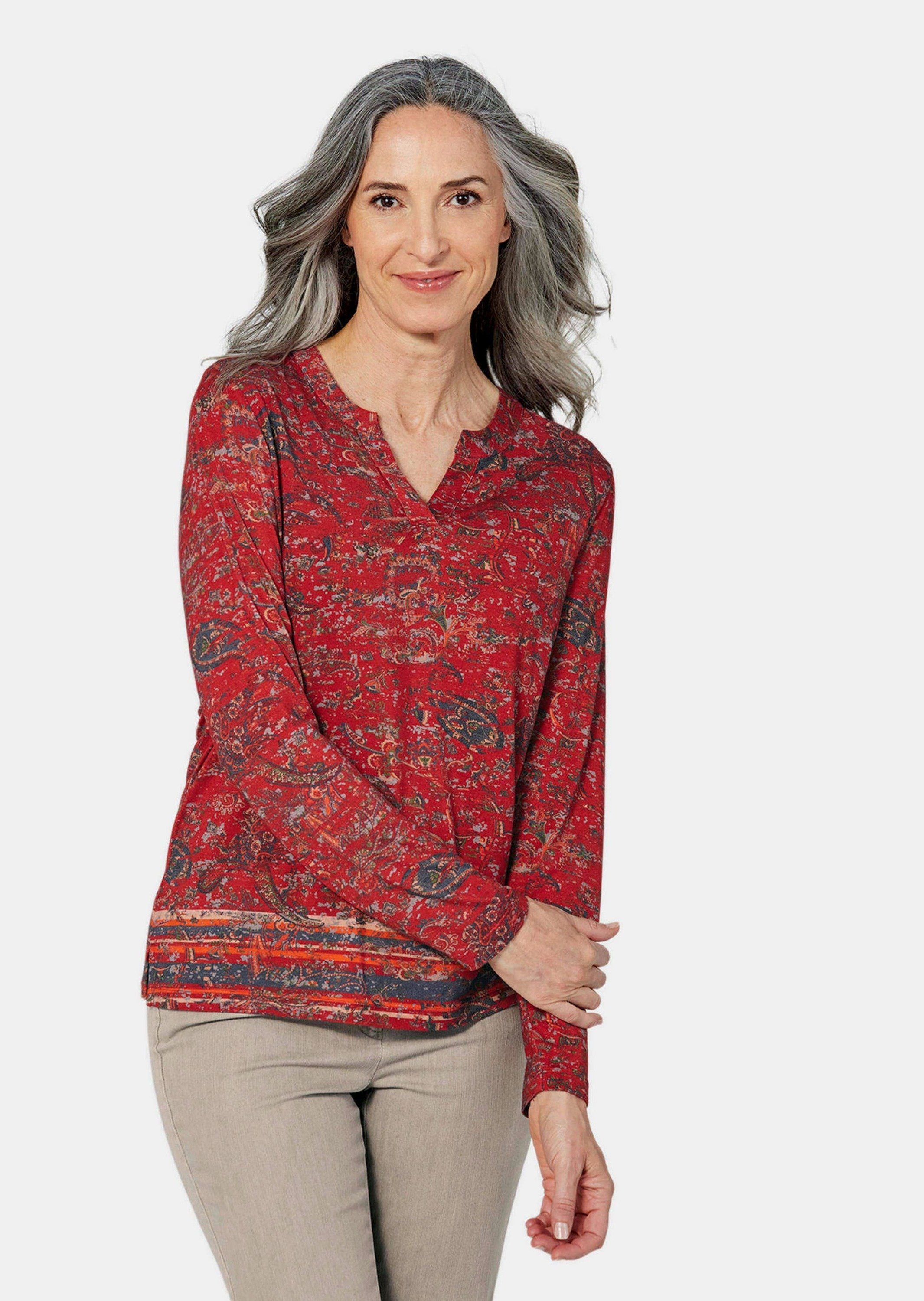 GOLDNER Druckbluse Langarmshirt mit Paisleymuster